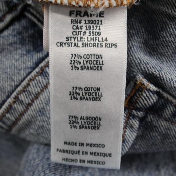 Frame Jeans Womens 29 Le High Flare Crystal Shores Rips Distressed Blue Boho - Picture 9 of 15
